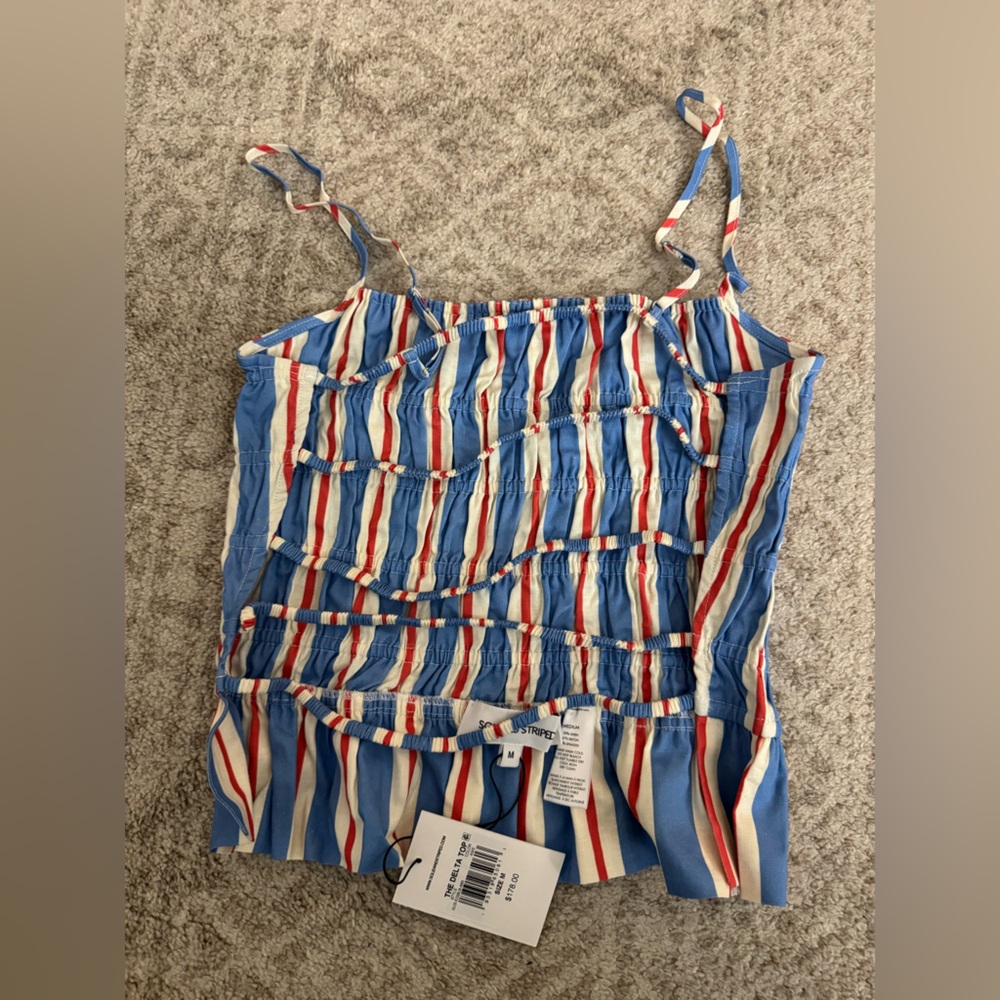 Solid & Striped Delta Linen Top Americana Stripe Size M NWT - Picture 2 of 5